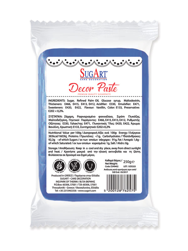 Decor paste ζαχαρόπαστα μπλε 1kg